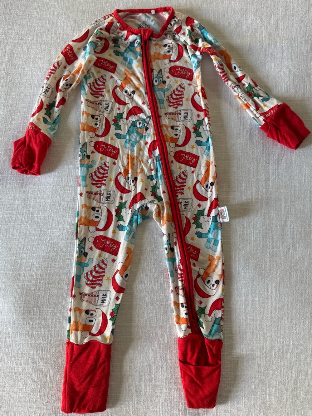 Bamboo Bliss Bluey Christmas Footie One-Piece PJs, 6-12 months